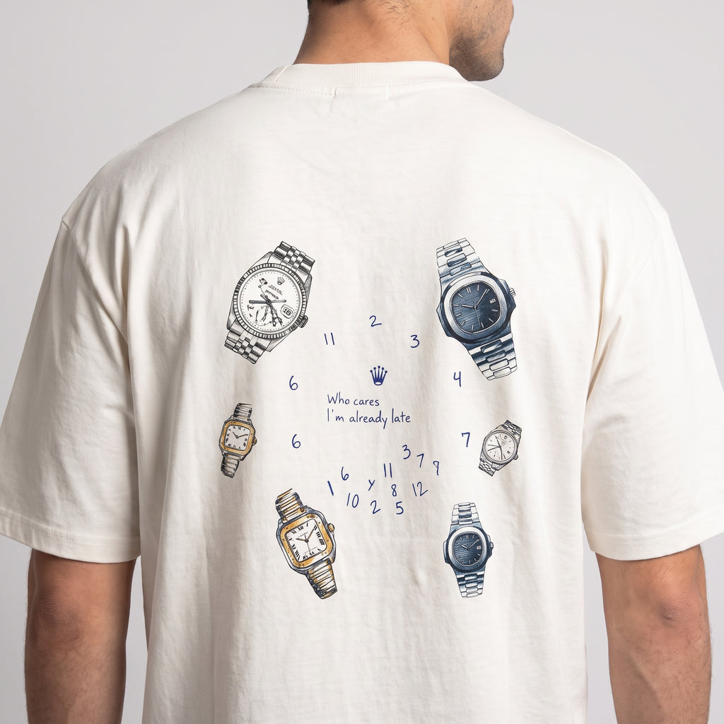 WHO CARES — Already Late Tee