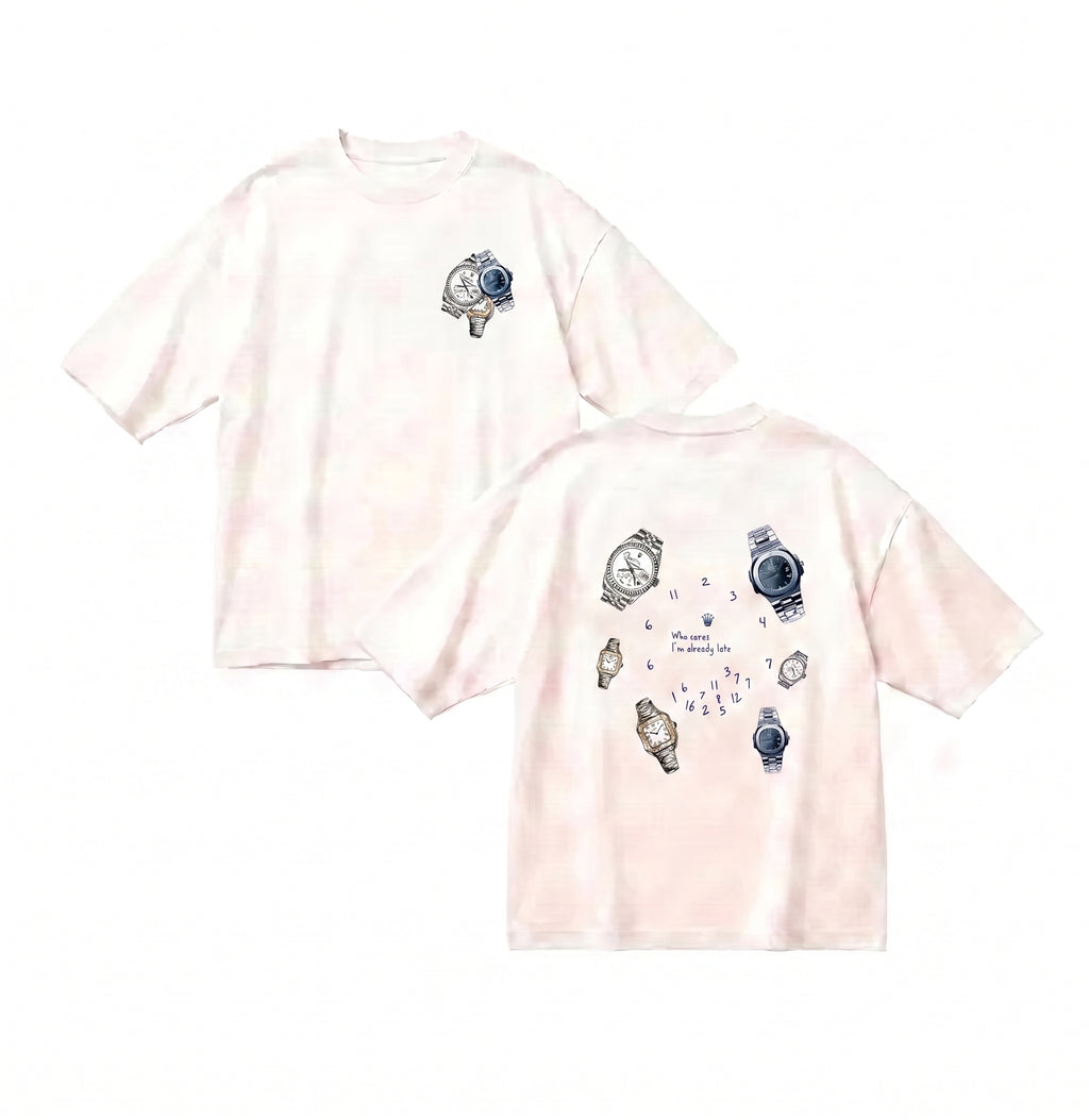 WHO CARES — Already Late Tee