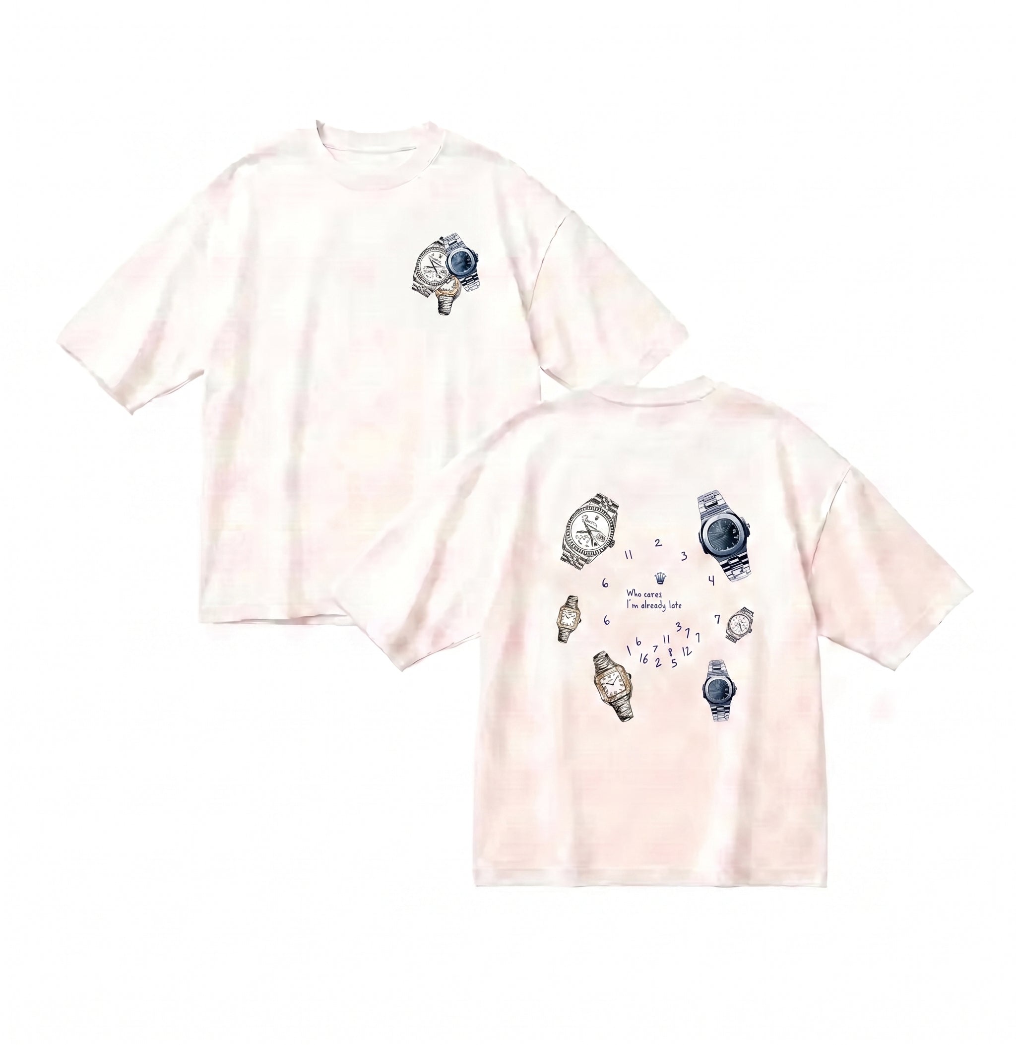 WHO CARES — Already Late Tee